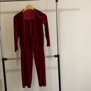 Girl’s Burgundy Velvet Two Piece